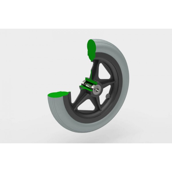 Τροχός 200/30 από PU, γκρι, με πλαστική ζάντα