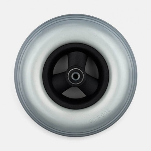 Τροχός 200/50 από PU, γκρι, με πλαστική ζάντα