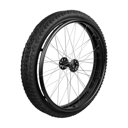 Twin offroad wheel, 2 x 24" x 1.75 (47-507), MTB tyre, 1/2" bearings, black alu pushrim