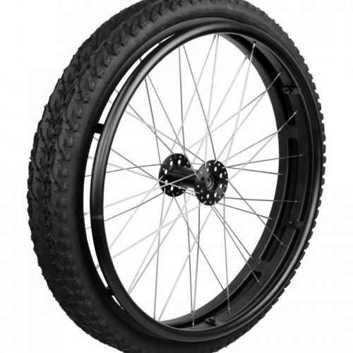 Twin offroad wheel, 2 x 24" x 1.75 (47-507), MTB tyre, 1/2" bearings, black alu pushrim