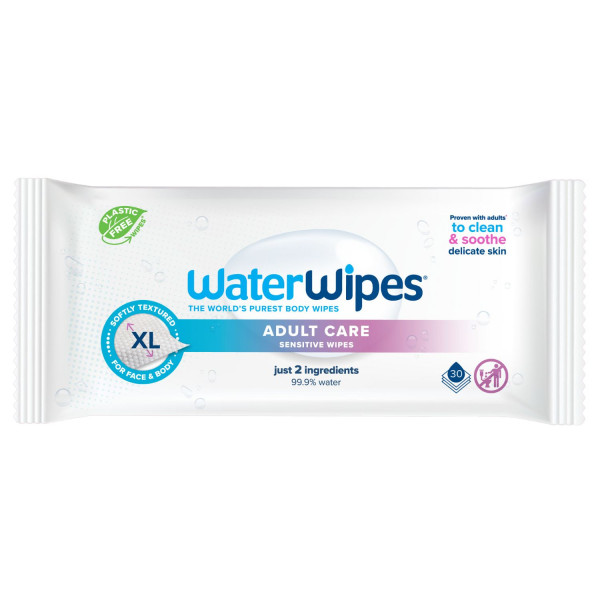 WaterWipes Μαντηλάκια Καθαρισμού Ενηλίκων XL 99.9% Νερό 30 Μαντηλάκια