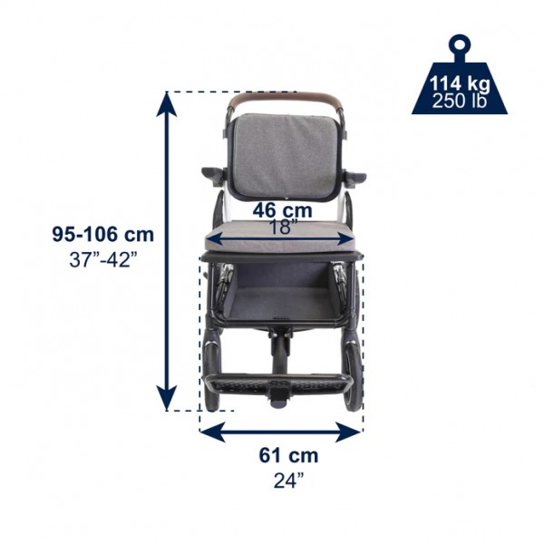 Χειροκίνητο αναδιπλούμενο αναπηρικό αμαξίδιο με μεσαίους τροχούς και αναδιπλούμενο ενιαίο υποπόδιο (λευκό & μπλε)